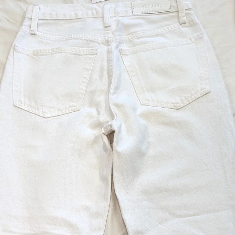 $295 NWT RE/DONE 70s Stove Pipe Jeans White Destroyed Distressed Straight Leg 24